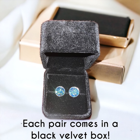 Druzy Crystal and Silver Earrings - Picture 4 of 17